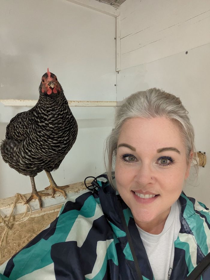 Jenifer and one of her hens